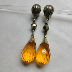 Vintage Orb Earrings / Brasstone Metal Clip-Ons
